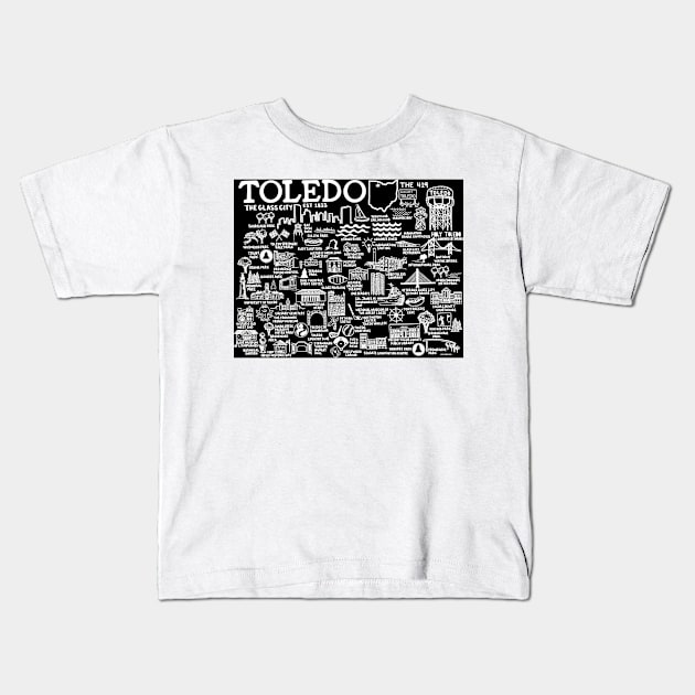 Toledo Ohio Map Kids T-Shirt by fiberandgloss